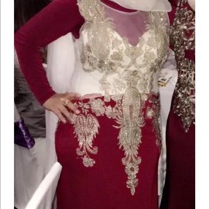 Red maroon rhinestone gown size 10/12